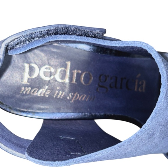 Pedro Garcia Yimina Blue Suede Cutout Slingback High Heel Sandals 38 - Picture 13 of 15